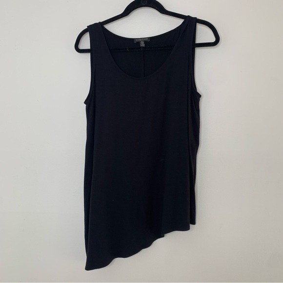 Eileen Fisher black asymmetrical hem sleeveless top - Picture 1 of 7